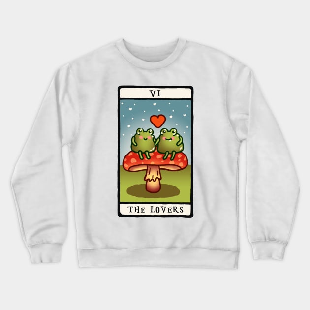 Goblincore Aesthetic Cottagecore Stupid Cute Frog Tarot Card - Artist frog - Mycology Fungi Shrooms Mushrooms Crewneck Sweatshirt by NOSSIKKO